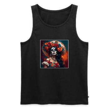 La Catrina/ Tattoo / Mexico / Skull / Skull - Men's Premium Organic Tank Top - black - Front - AI Model Male 178 light (178cm)