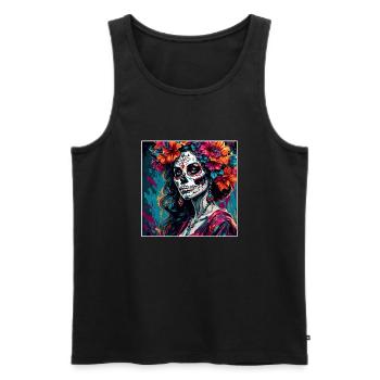 La Catrina/ Tattoo / Mexiko / Frau /Skull - Männer Premium Bio Tank Top - Schwarz - Vorne - Michal (187cm)
