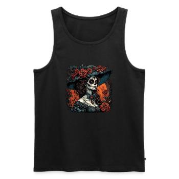 La Catrina/ Tattoo / Mexico / Woman / Skull - Men's Premium Organic Tank Top - black - Front - AI Model Male 178 light (178cm)
