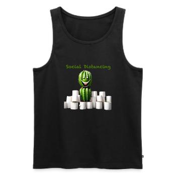 Social distancing - Men's Premium Organic Tank Top - black - Front - AI Model Male 178 light (178cm)