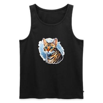 Katze bengalisch - Männer Premium Bio Tank Top - Schwarz - Vorne - AI Model Male 178 light (178cm)