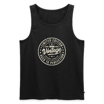 Vintage 1990's Gift 1990's Retro Birthday 1990's - Men's Premium Organic Tank Top - black - Front - AI Model Male 178 light (178cm)