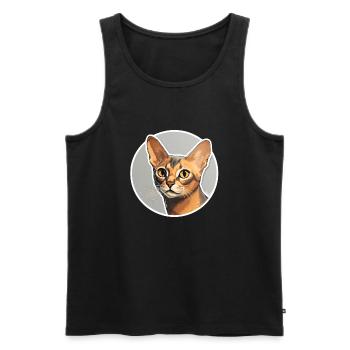 Abessinierkatzenkopf - Männer Premium Bio Tank Top - Schwarz - Vorne - AI Model Male 178 light (178cm)
