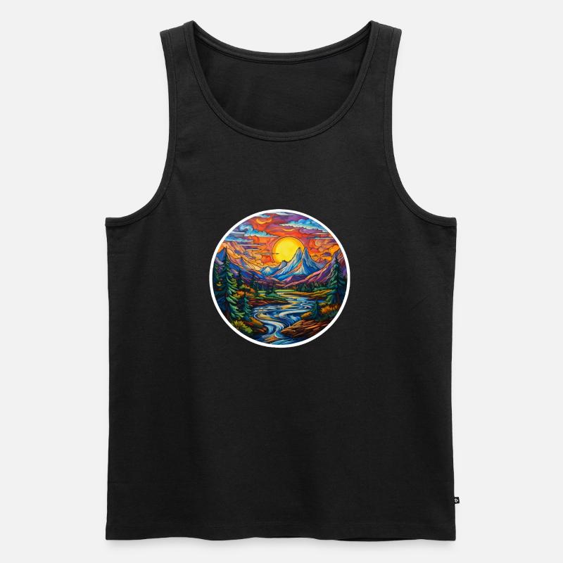 Bergpanorama - Männer Premium Bio Tank Top - Schwarz