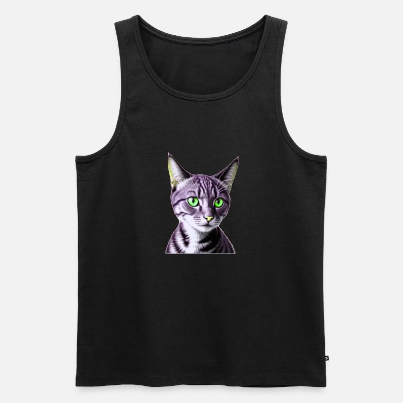 Grünäugige Katze - Männer Premium Bio Tank Top - Schwarz