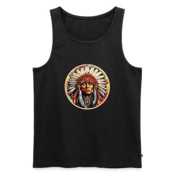 Native American Häuptling - Männer Premium Bio Tank Top - Schwarz - Vorne - AI Model Male 178 light (178cm)
