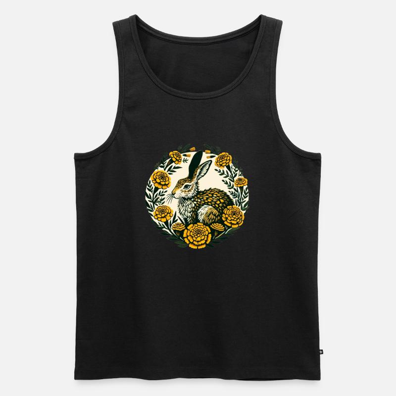 Ringelblume Hase - Männer Premium Bio Tank Top - Schwarz