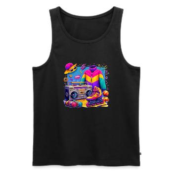 Retro nostalgia of the 90s - Men's Premium Organic Tank Top - black - Front - AI Model Male 178 light (178cm)