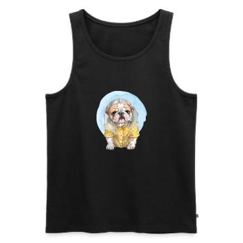 Bulldog in the rain - Men's Premium Organic Tank Top - black - Front - AI Model Male 178 light (178cm)