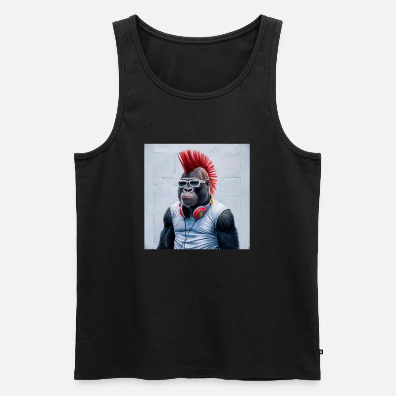 Singe avec mohawk - Débardeur bio Premium Homme - noir