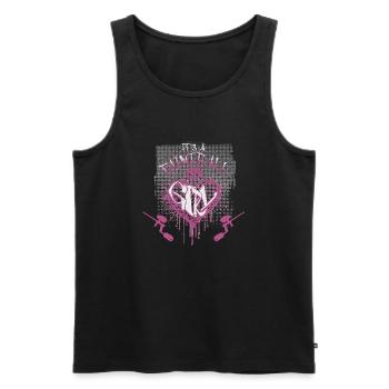 Genderreveal, Peinball-Mädchen, gekröntes Herz - Männer Premium Bio Tank Top - Schwarz - Vorne - Michal (187cm)