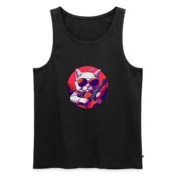 Tabby Tunes - Men's Premium Organic Tank Top - black - Front - Michal (187cm)