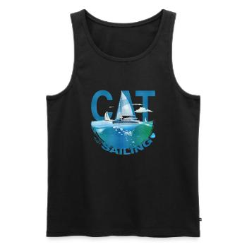 Cat / Catamaran - Just Sailing - Katamaran - Männer Premium Bio Tank Top - Schwarz - Vorne - AI Model Male 178 light (178cm)
