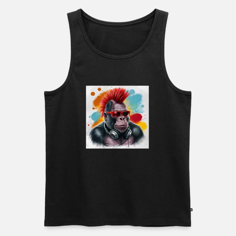 Affe mit Kopfhörer - - Männer Premium Bio Tank Top - Schwarz