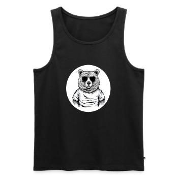 Bear, cuddly bear with sunglasses - Men's Premium Organic Tank Top - black - Front - AI Model Male 178 light (178cm)
