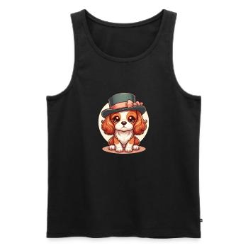Chien Mignon Cavalier King Charles a chapeau - Débardeur bio Premium Homme - noir - Devant - Michal (187cm)