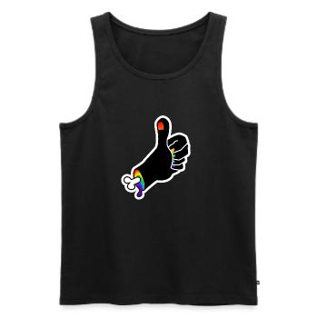 Daumen Hoch der Knochenhand : Sticky Queer Pride - Männer Premium Bio Tank Top - Schwarz - Vorne - AI Model Male 178 light (178cm)