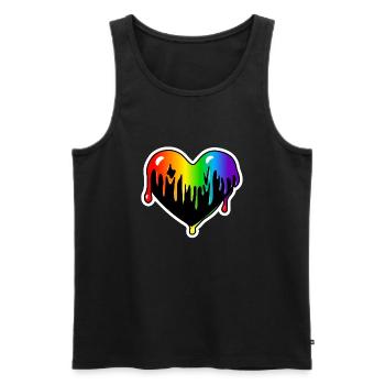 Klebriges Herz trieft : Sticky Queer Pride - Männer Premium Bio Tank Top - Schwarz - Vorne - AI Model Male 178 light (178cm)