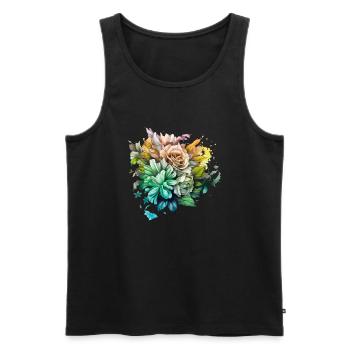 Flowers Hippie soul Groovy Summer time peace love - Men's Premium Organic Tank Top - black - Front - Michal (187cm)