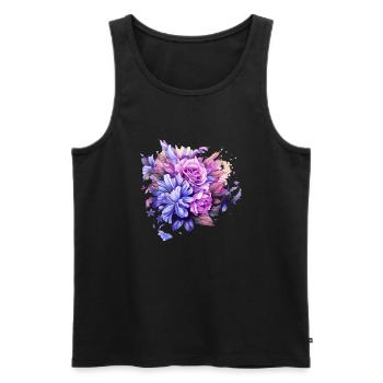 Flowers Hippie soul Groovy Summer time peace love - Men's Premium Organic Tank Top - black - Front - Michal (187cm)