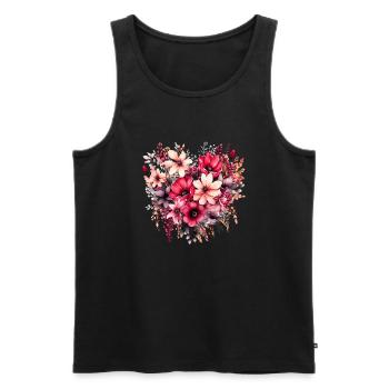 Flowers Hippie soul Groovy Summer time peace love - Men's Premium Organic Tank Top - black - Front - Michal (187cm)