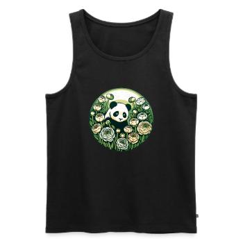 Flowers Panda Bear - Men's Premium Organic Tank Top - black - Front - Michal (187cm)