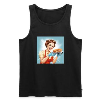 Rétro Pin-up Fille Femme forte - Débardeur bio Premium Homme - noir - Devant - AI Model Male 178 light (178cm)