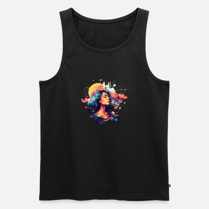 Frau im Abendglanz - Männer Premium Bio Tank Top - Schwarz