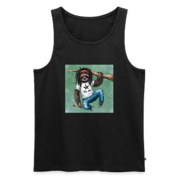 Sloth with joint in hand - Men's Premium Organic Tank Top - black - Front - AI Model Male 178 light (178cm)