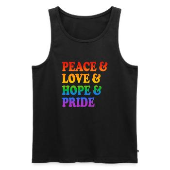 Peace Love Hope Pride Rainbow Colours - Men's Premium Organic Tank Top - black - Front - AI Model Male 178 light (178cm)