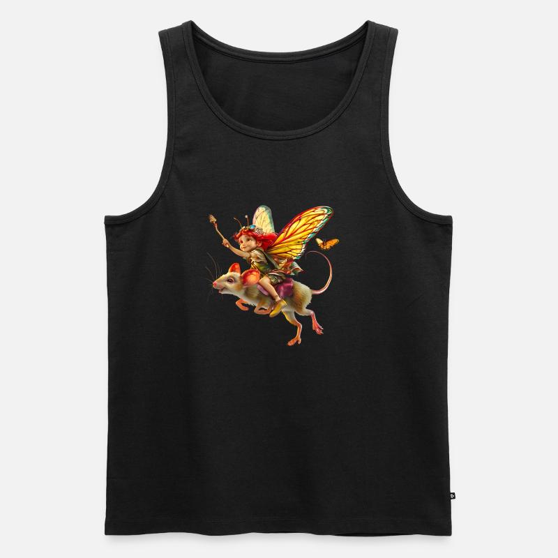 Fee reitet auf Maus - Männer Premium Bio Tank Top - Schwarz