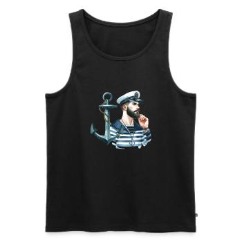 MARIN PASSION DU SUD - Débardeur bio Premium Homme - noir - Devant - Michal (187cm)