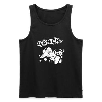 Gamer Game Play Online Computer Gaming Arcade Neon - Men's Premium Organic Tank Top - black - Front - Michal (187cm)