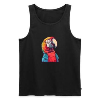 Colorful parrot portrait in detail - Men's Premium Organic Tank Top - black - Front - Michal (187cm)