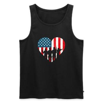 US Flag Heart Soldiers - Patriotische Veteranen - Männer Premium Bio Tank Top - Schwarz - Vorne - Michal (187cm)