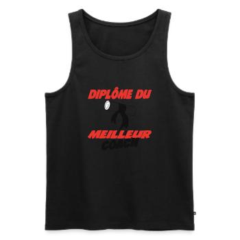 Diploma of the best COACH - Men's Premium Organic Tank Top - black - Front - Michal (187cm)