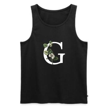 lettre g botanique vert - Débardeur bio Premium Homme - noir - Devant - Michal (187cm)