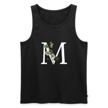 Buchstabe M Grün Botanisch - Männer Premium Bio Tank Top - Schwarz - Vorne - Michal (187cm)