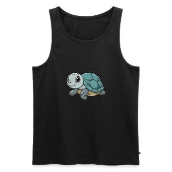 Mignon bébé tortue avec de grands yeux - Débardeur bio Premium Homme - noir - Devant - Michal (187cm)