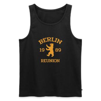 Berlin - 1989 - Reunion - Berliner Bär - Männer Premium Bio Tank Top - Schwarz - Vorne - AI Model Male 178 light (178cm)