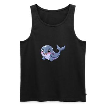 Verspieltes Wal-Motiv Mit Rosa Blumen - Männer Premium Bio Tank Top - Schwarz - Vorne - AI Model Male 178 light (178cm)