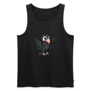 Personnage de dessin animé de vautour mignon - Débardeur bio Premium Homme - noir - Devant - Michal (187cm)