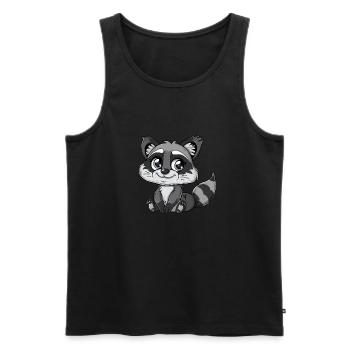 Cute raccoon with big eyes - Men's Premium Organic Tank Top - black - Front - AI Model Male 178 light (178cm)