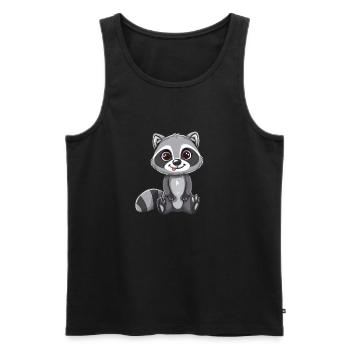 Niedlicher Waschbär Mit Großen Augen - Männer Premium Bio Tank Top - Schwarz - Vorne - Michal (187cm)