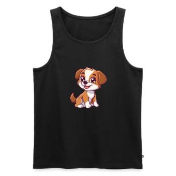 Chiot joueur aux yeux chauds - Débardeur bio Premium Homme - noir - Devant - Michal (187cm)