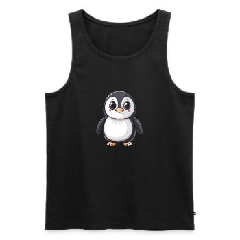 Adorable pingouin aux grands yeux - Débardeur bio Premium Homme - noir - Devant - AI Model Male 178 light (178cm)