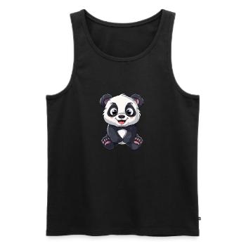 Cute panda with big eyes - Men's Premium Organic Tank Top - black - Front - AI Model Male 178 light (178cm)