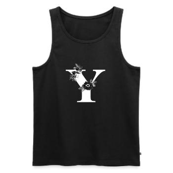 Lettre y floral noir et blanc - Débardeur bio Premium Homme - noir - Devant - Michal (187cm)