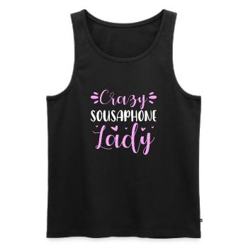 Crazy Sousaphone Lady Tube Playing Sousaphonist - Men's Premium Organic Tank Top - black - Front - AI Model Male 178 light (178cm)