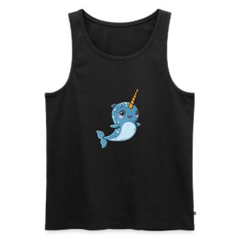 Playful Narwhal with Unicorn Horn - Men's Premium Organic Tank Top - black - Front - Michal (187cm)